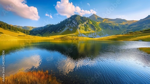 Amazing morning view of Lacu Rosu lake. Picturesque summer scene of Harghita County, Romania, Europe. Beauty of nature concept background. photo