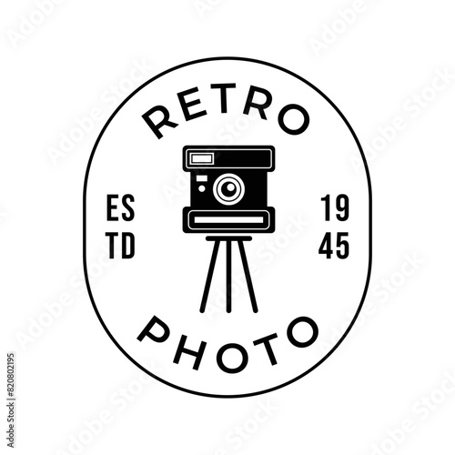 Vintage Camera Photography Vector Label, Logo Template with Retro Typography.