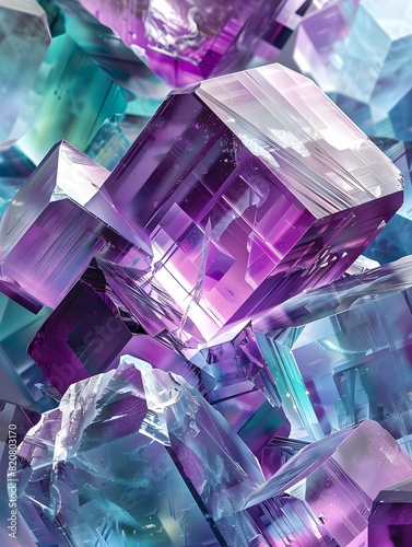 Macro Photography A Minimalist Bauhausstyle Depiction of the Molecular Structure of Fluorite in a photo