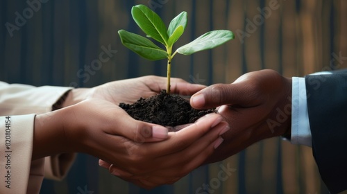 Hands Holding a Young Plant