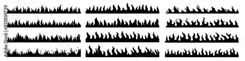 Fire border. Fire seamless pattern.