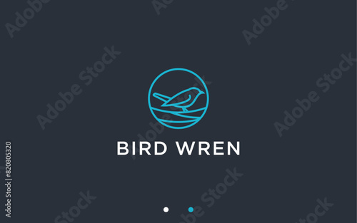 nest with wren logo design vector silhouette illustration