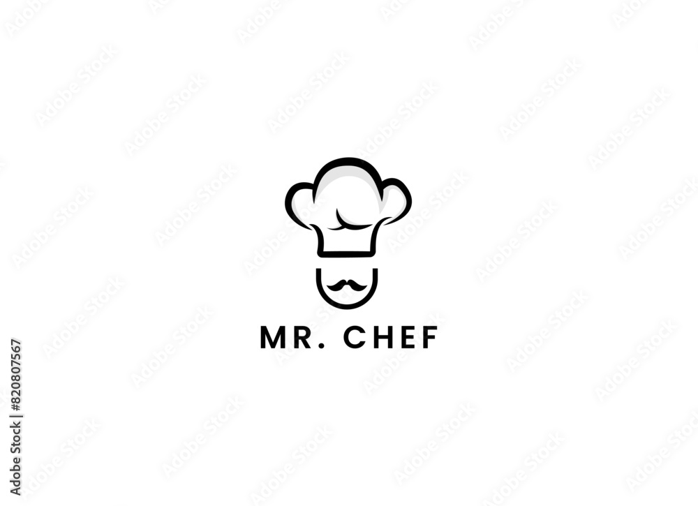 Obraz premium Chef and restaurant badge label logo design template. 