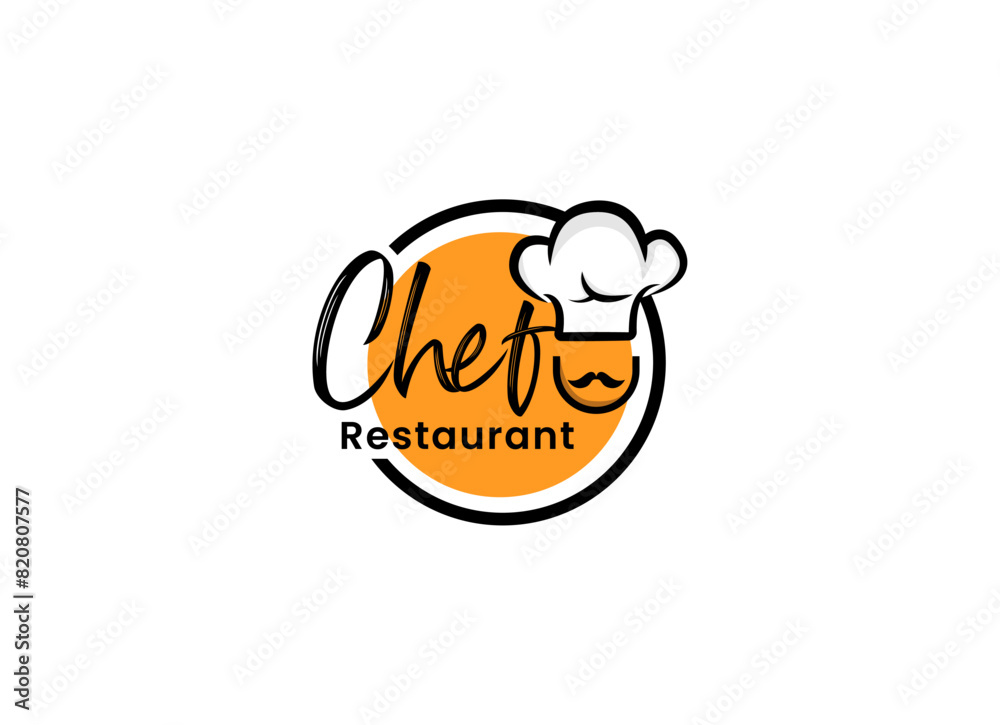 Obraz premium Chef and restaurant badge label logo design template. 