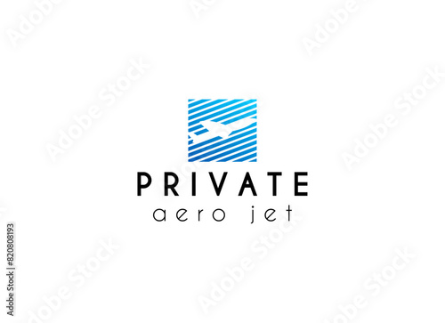 Sky aviation private jet logo design. Minimalist airplane logo for aviation company photo