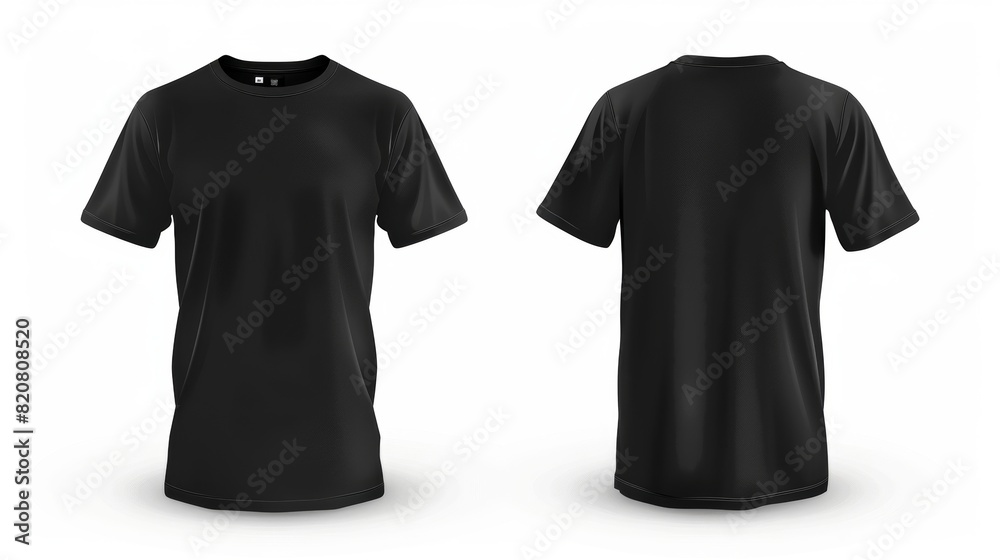 Black t-shirt front and back view isolated on white background - high quality apparel photography Black t-shirt front and back view isolated on white background - high quality apparel photography