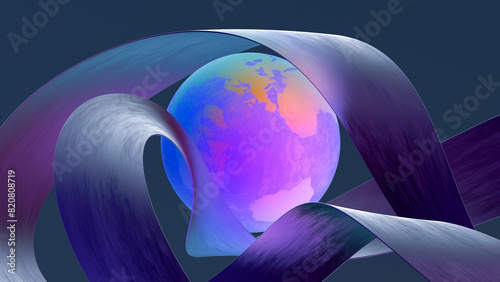 Abstract GeoModule Earth Design in Vibrant Hues photo