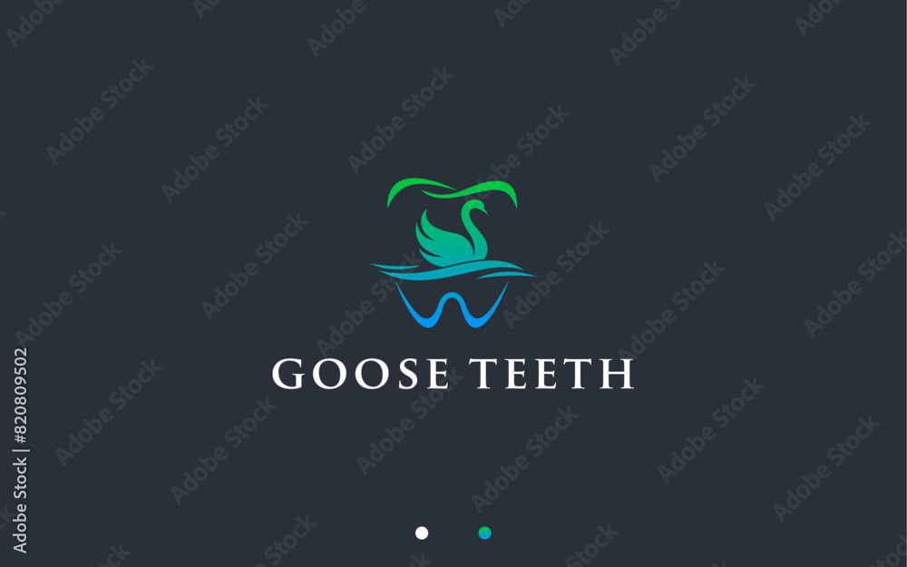 dental with goose logo design vector silhouette illustration dental with goose logo design vector silhouette illustration