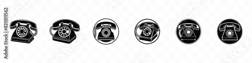Retro phone icon, Phone Icon,  Landline Telephone, Phone call, old rotary telephone, vintage wired phone handset, retro phone. rotary telephone