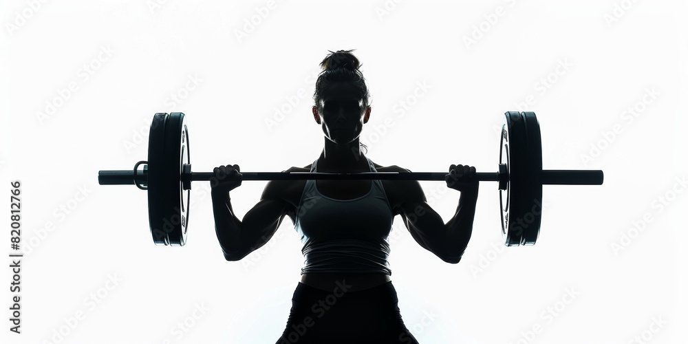 Póster Juegos Olímpicos halterofilia, Deportista de elite levantando pesas de color rojo, mujer aislado muy fuerte y musculosa, silueta culturista Póster Juegos Olímpicos halterofilia, Deportista de elite levantando pesas de color rojo, mujer aislado muy fuerte y musculosa, silueta culturista