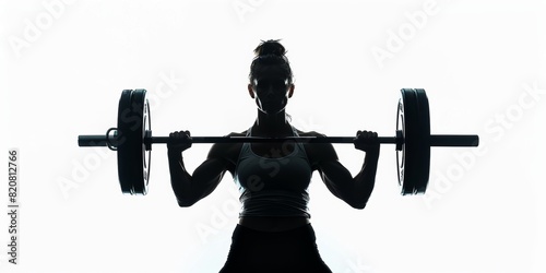 Póster Juegos Olímpicos halterofilia, Deportista de elite levantando pesas de color rojo, mujer aislado muy fuerte y musculosa, silueta culturista 