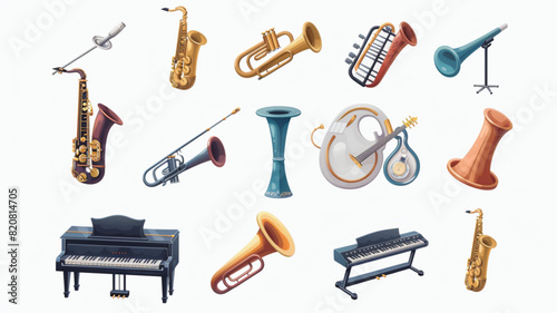  Vintage jazz classic musical instrument isolated on white bcakground