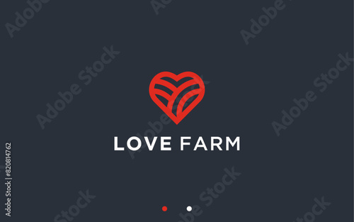 love with farming logo design vector silhouette illustration