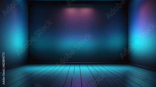 Fototapeta Naklejka Na Ścianę i Meble -  empty room with wall and colorful lights. Gaming room concept or interior 