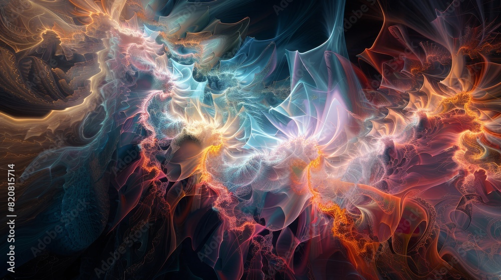 Obraz premium Abstract Fractal Patterns Dance in a Symphony of Code