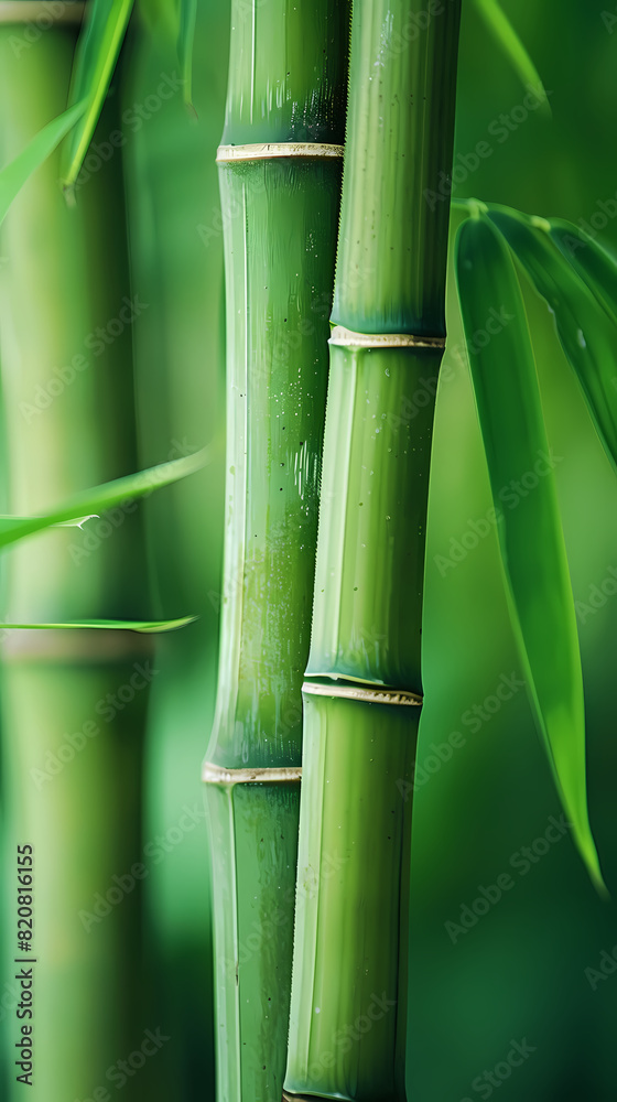 Fototapeta premium Close-up of bamboo stalks with blurred background