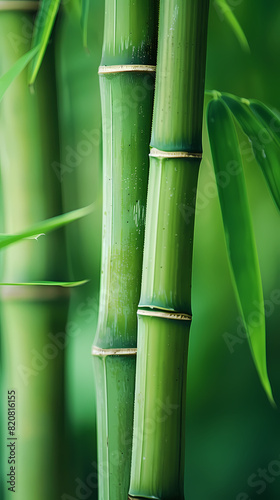 Close-up of bamboo stalks with blurred background