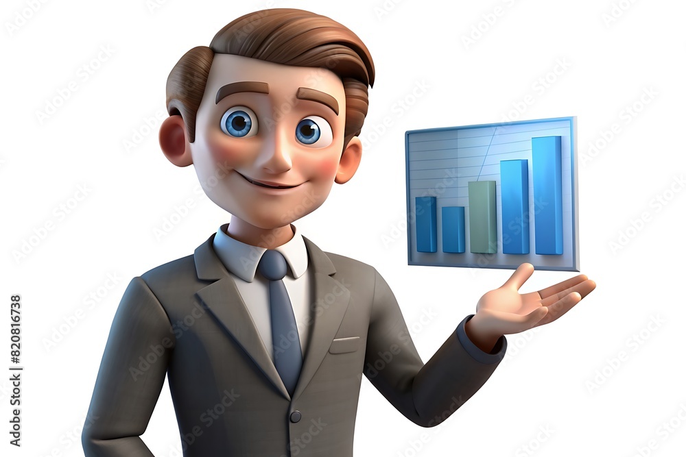 Homme d'affaires français montrant des analyses commerciales virtuelles, isolé sur fond blanc, personnage d'homme français 3D, illustration 3D. Homme d'affaires français montrant des analyses commerciales virtuelles, isolé sur fond blanc, personnage d'homme français 3D, illustration 3D.