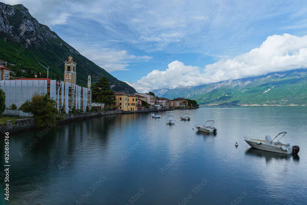 The beautiful town of Gargnano, during the spring, on the Lake Garda, Italy - May 4, 2024