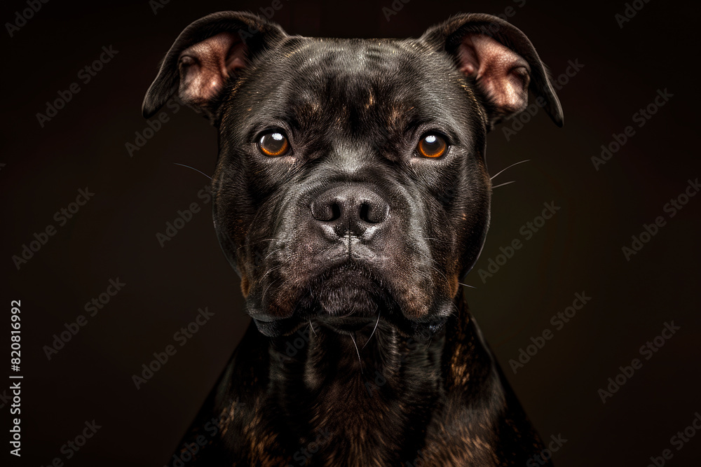 Fototapeta premium Portrait of beautiful american staffordshire terrier dog, close-up view.