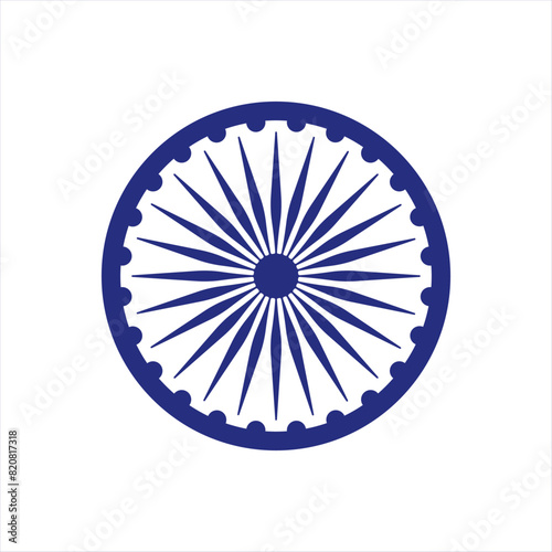 National symbol of India. Ashoka Chakra for India - Blue wheel called Dharmachakra Ashoka Chakra. Symbol of the ancient origin of India culture prosperity