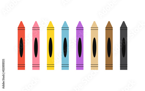 Colorful wax crayons. Colorful wax pencils collection. Flat cartoon style vector illustration isolated on white background.
