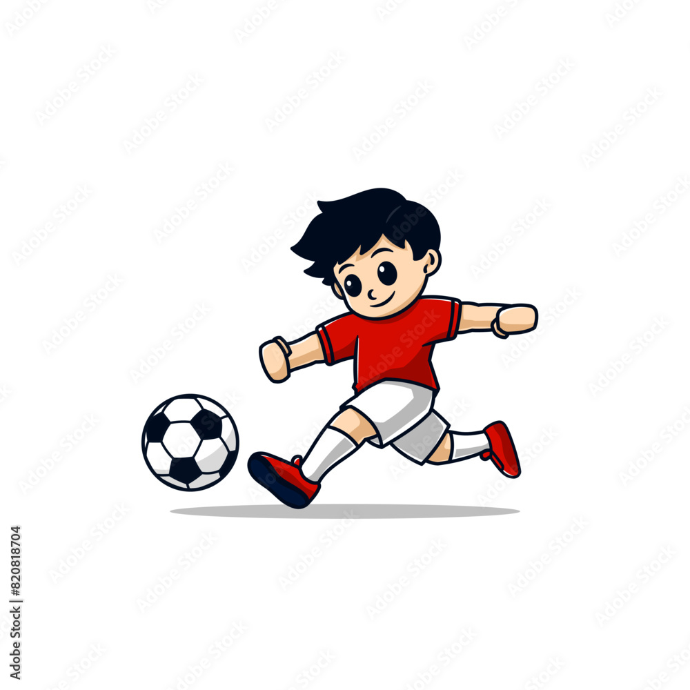 boy playing football soccer cartoon 4