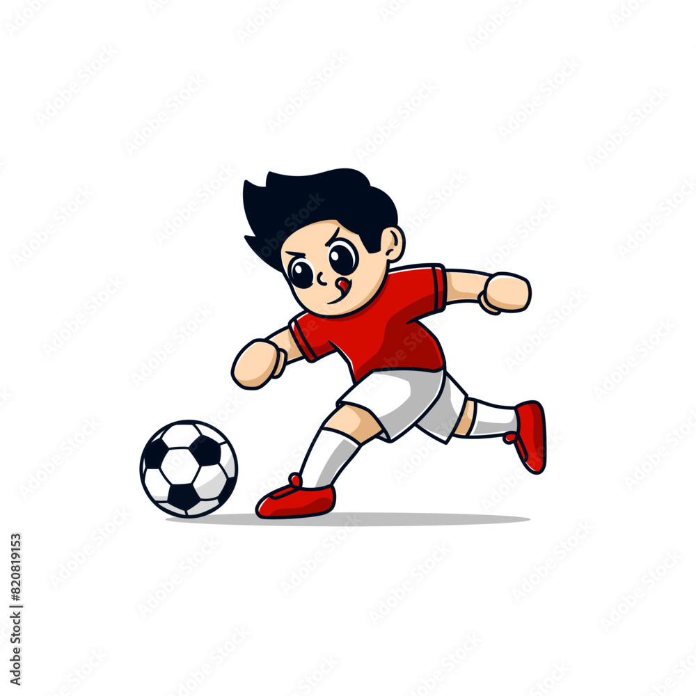 boy playing football soccer cartoon 1