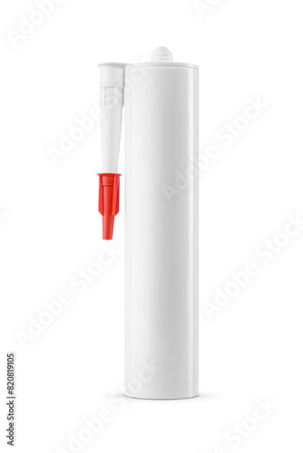 Фотография Clean white plastic PE cartridge for silicone sealant isolated