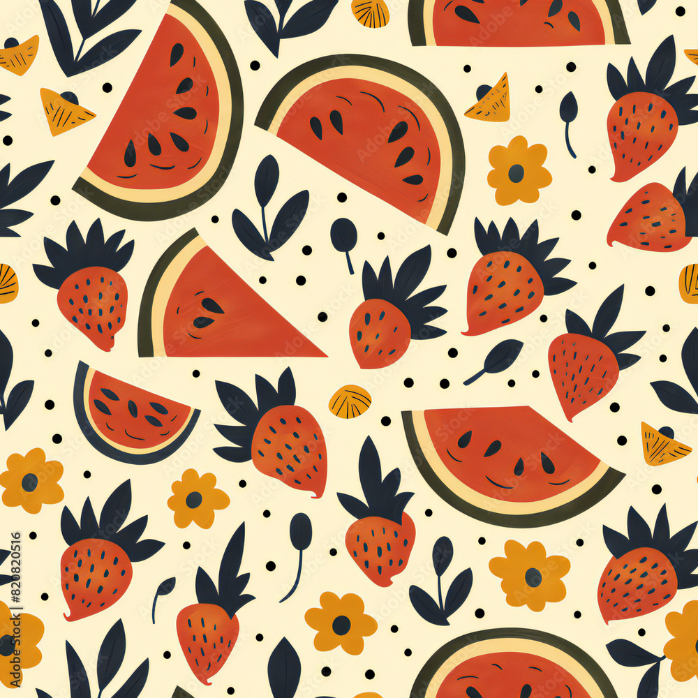 cute watermelon theme pattern background, watercolor style cute watermelon theme pattern background, watercolor style