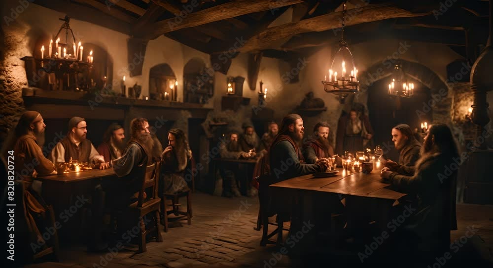 People in a medieval tavern.