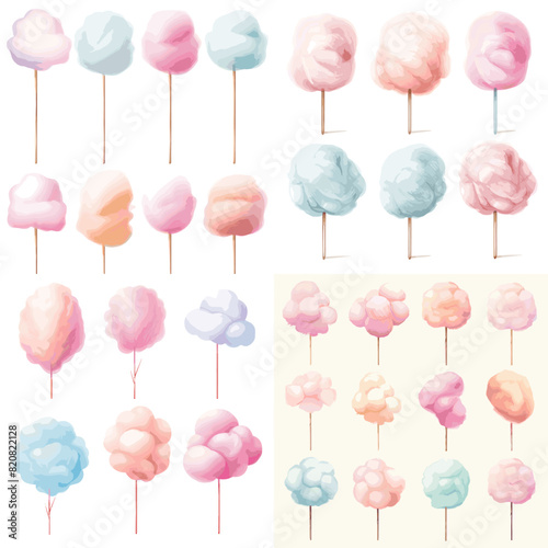 Cotton candy. Kids sugar yummy snack. illustration isolated on white background. Illustration of sugar fluffy cloud on stick