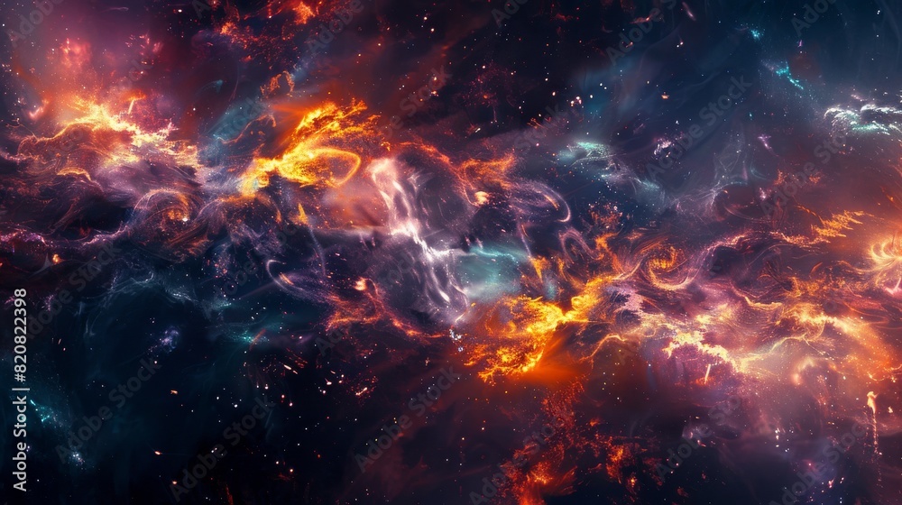 Abstract Nebula with Glowing Energy Cosmic Current