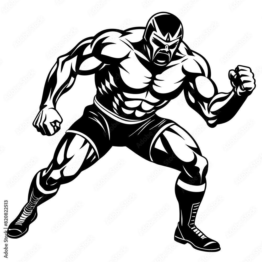 Fototapeta premium Wrestler fighting silhouette vector illustration 