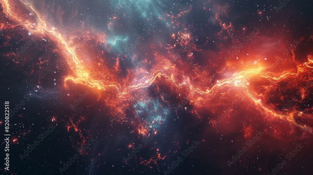 Fototapeta premium Abstract Nebula with Glowing Energy Cosmic Current