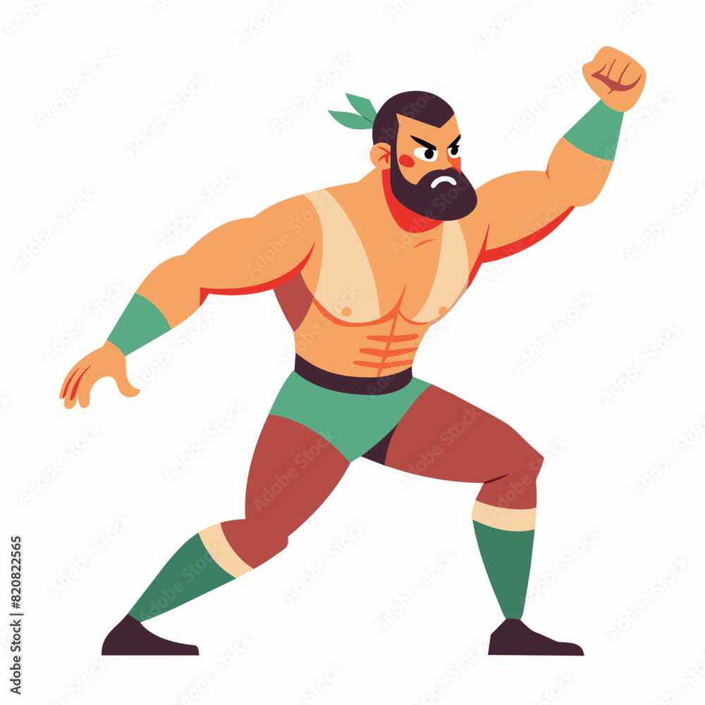 Naklejka premium Wrestler fighting vector illustration 