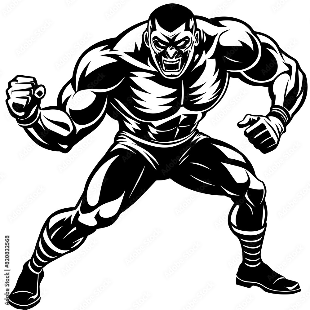 Fototapeta premium Wrestler fighting silhouette vector illustration 