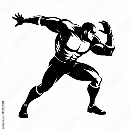 Wrestler fighting silhouette vector illustration 