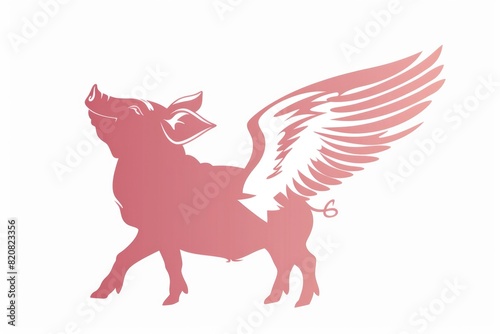 A whimsical image of a pig with wings. Perfect for illustrating the concept of impossibility photo