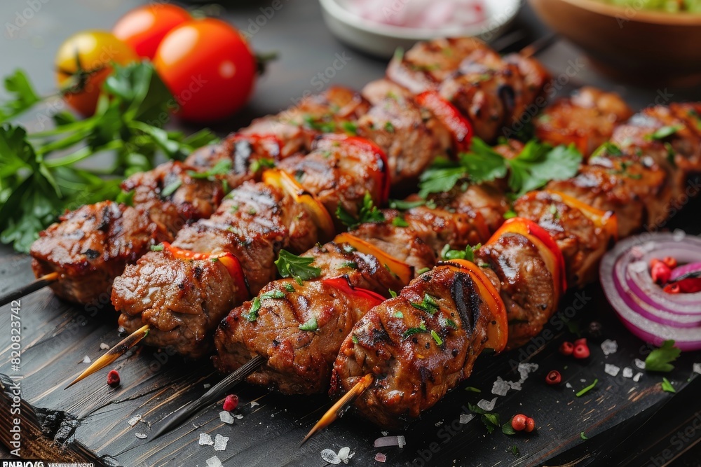 Grilled meat skewers, shish kebab Grilled meat skewers, shish kebab