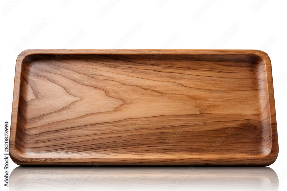 Empty wooden serving tray isolated on white backgrornd Empty wooden serving tray isolated on white backgrornd
