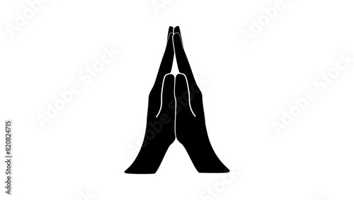 Praying hands, black isolated silhouette