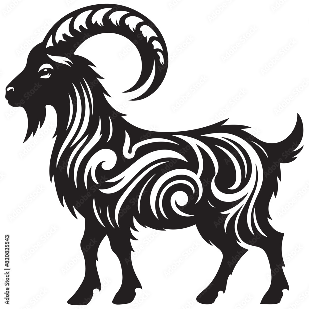 Goat Silhouette Vector Illustration White Background
Goat Silhouette Vector Illustration White Background