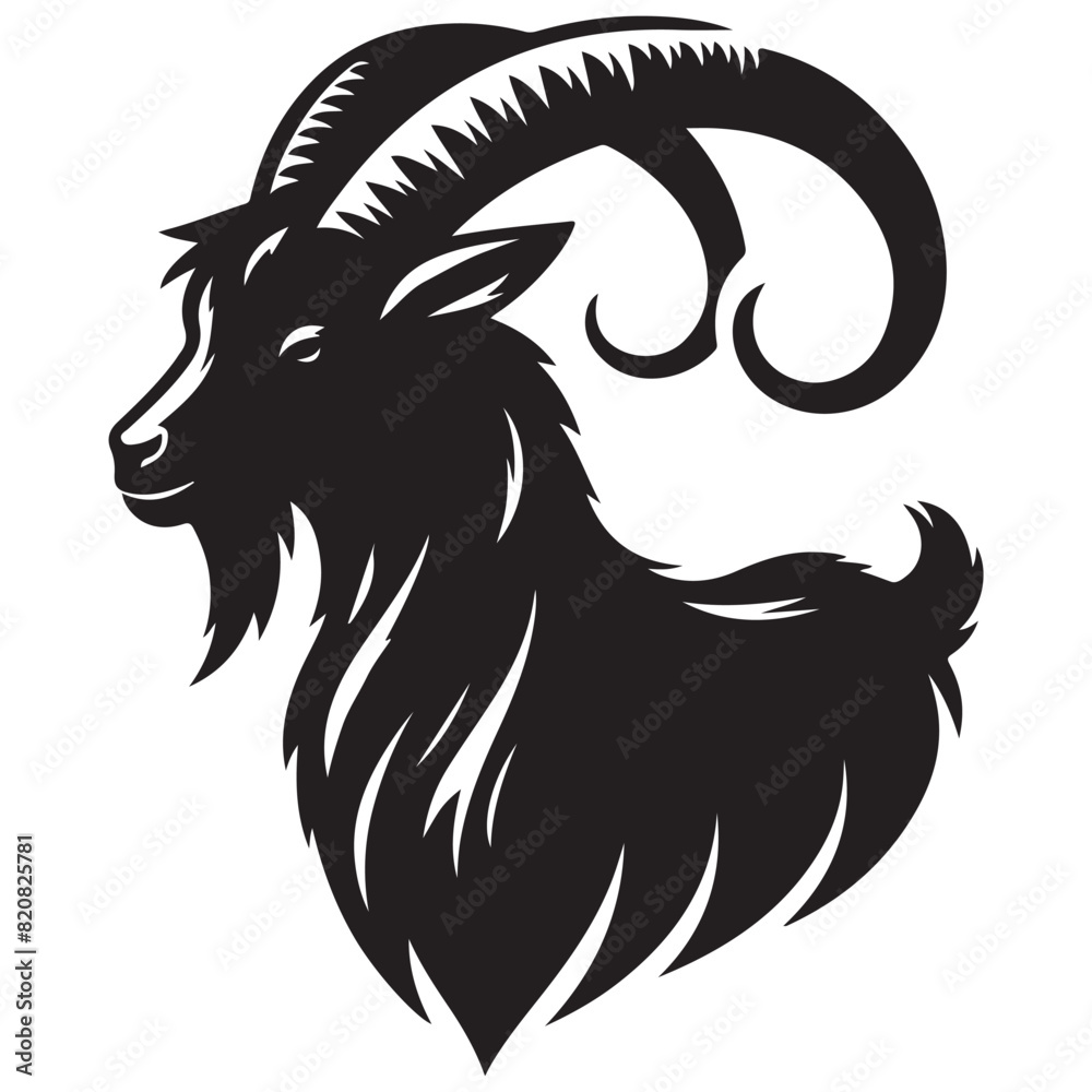 Fototapeta premium Goat Silhouette Vector Illustration White Background
