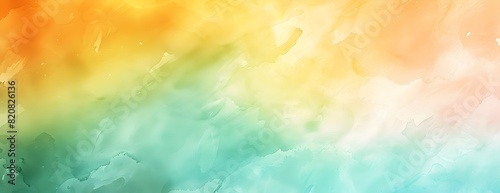 Abstract background with a watercolor gradient in pastel colors, light green and yellow, orange and blue in the style of various artists 