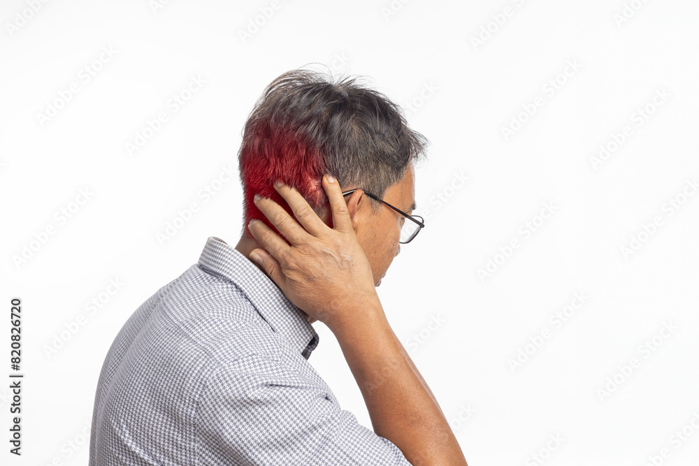 Senior man neck pain because of Cervical Spondylosis disease. Senior man neck pain because of Cervical Spondylosis disease.