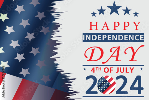 happy 4th of july 2024 with usa flag vector background for banner, poster, social media feed, happy independence day united states of america background.