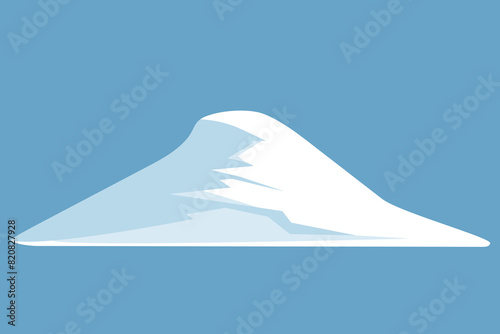 A minimalist, flat illustration of an immense snowdrift, isolated against a serene blue background.