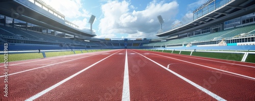 Empty athletic running track in a stadium