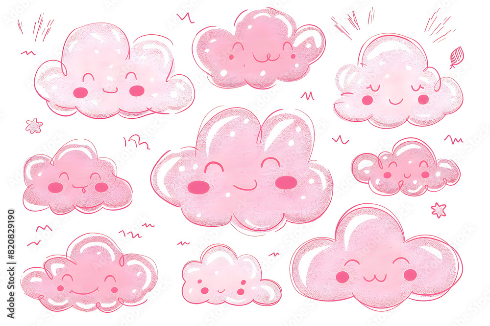 Pink clouds with faces: playful and whimsical sky art Pink clouds with faces: playful and whimsical sky art